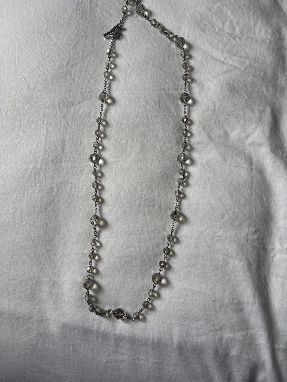 Silver Crystal Bead Necklace - Women's Jewelry